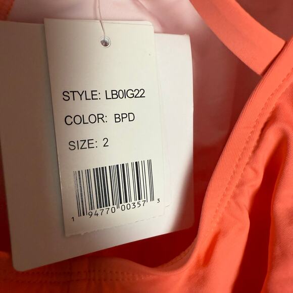 La Blanca Coral Reef Pink Island Goddess Cross-Back One Piece V-Neck Swimsuit 2 - Picture 9 of 10